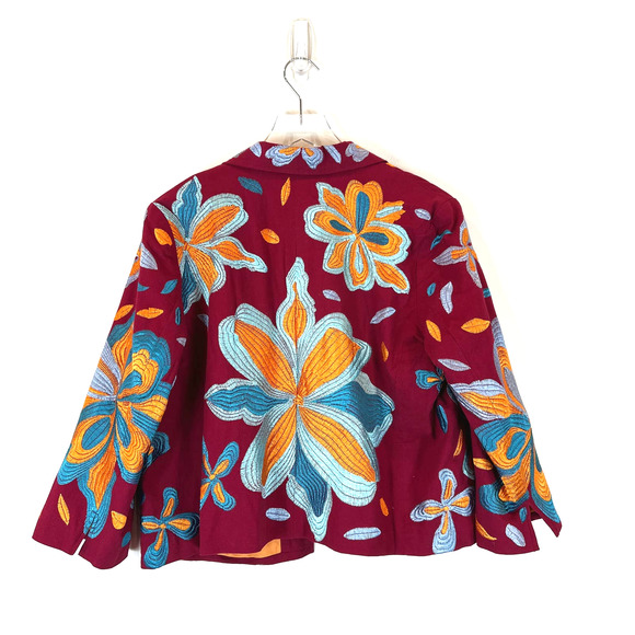 Anthropologie ett:twa Woodstock Floral Embroidered 3/4 Sleeve Boxy Jacket Large - Picture 4 of 6